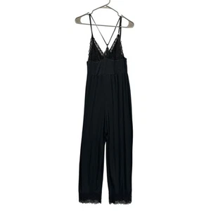 Victoria's Secret M Heavenly Sleep Soft Modal Lacey Black Jumpsuit Lingerie - Picture 1 of 10