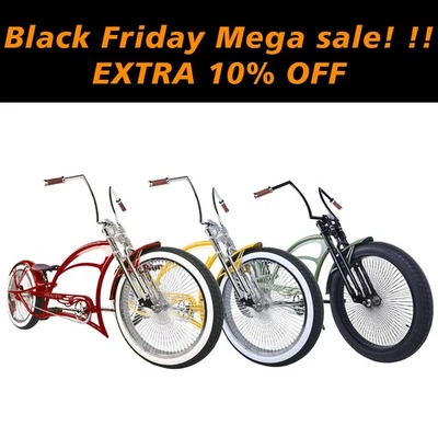 Tracer 26'' Stretch Beach Cruiser Bike Fat Tires Steel Frame Extend Bicycle US - Image 1 of 2