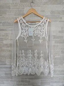 Womans Size S White Sheer Tunic Top New Tagged - Picture 1 of 9