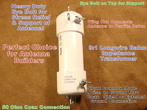 9:1 BALUN,TRANSFORMER FOR LONGWIRE SWL ANTENNA, COMMON MODE NOISE REDUCED - Zdjęcie 1 z 2
