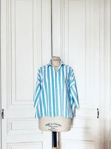 Balenciaga by Demna Oversized White Blue Striped Short Sleeves Shirt Size 36 / - Picture 1 of 6