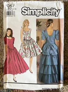 Simplicity 7057 Ruffle Back Full Skirt Dress ©1990 sizes 4-10 Uncut Princess Bod - Picture 1 of 6