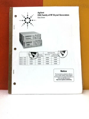 Agilent 5965-3096e ESG Family Of RF Signal Generators Data Sheet Manual - Image 1 of 2