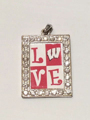 Wisconsin BADGERS Necklace Pendant (no Chain) W/Bling Outer Edge. 1.5". NEW Cover