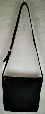 Bolsa de náilon Ralph Lauren pulseira de couro preta ferragem dourada 11 x 9 x 4 vintage - Imagem 1 de 4