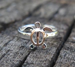 Sterling Silver Rose Gold Plated Honu Hawaiian Sea Turtle Toe Ring TR1317 - Picture 1 of 6