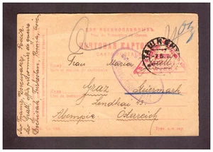 Kriegsgefangenenpost aus Rußland von Taschkent nach Graz vom 15.4.1917 - Bild 1 von 2