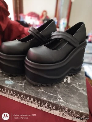 1 × 6" Wedge Platform Black Vegan Leather Maryjanes - Image 1 of 4