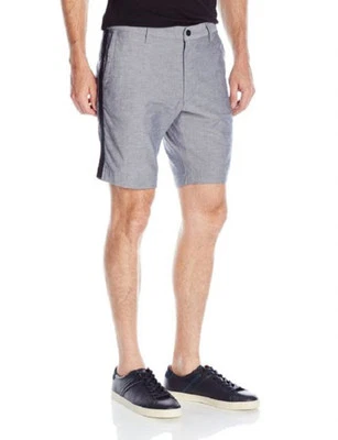 NUEVO REACTION KENNETH COLE PANTALONES CORTOS INFORMALES PLANOS FRONTALES A RAYAS AZUL ÍNDIGO 30 Foto 1 de 2