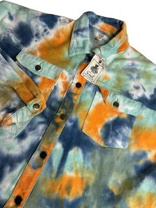 Easel Womens Tye Dye Denim Jacket Lightweight Raw Hem Size L NWT - Picture 1 of 7