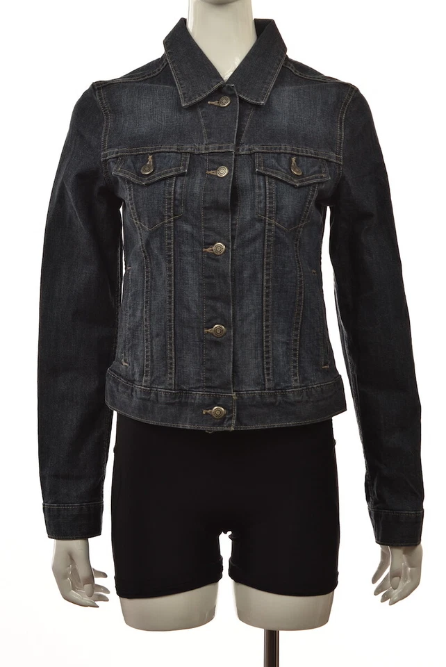 Chaqueta halógena para mujer talla M azul lavado medio manga larga algodón abrigo vaquero  Foto 1 de 4