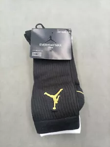 Air Jordan Everyday Max Dri-Fit Crew Socks Men Large 3 Pairs Black /Blue/ White - Picture 1 of 3