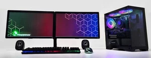 Cube Glass RGB Gaming PC Bundle 2x23" i7-6700 1TB SSD 16GB DDR4 RTX 3050 Wifi - Picture 1 of 9