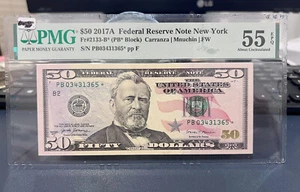 2017a $50 Federal Reserve Note New York Star Replacement Note PMG 55 EPQ (EE) - Picture 1 of 3