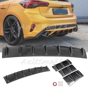 For Ford Focus ST RS Rear Bumper Diffuser 7 Fin Spoiler Lip Splitter Wing Carbon - Picture 1 of 13