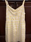 Old Navy Yellow Plaid Sweetheart Neckline Lined Retro Smocked Dress 16