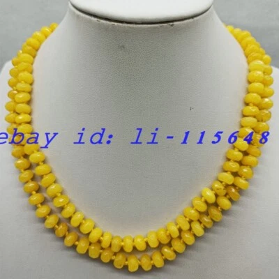 Joyería Fina 5x8mm Amarillo Facetado Topacio Rondelle Gema Cuentas Collar 35" Regalo Foto 1 de 4