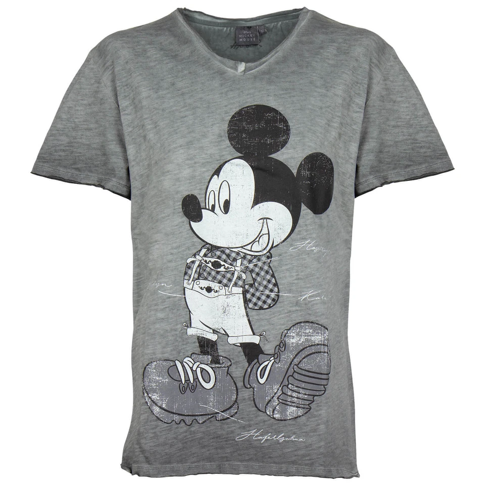 hangOwear Herren T-Shirt Shirt kurzarm Micky Maus Tracht Used-Look Motivdruck - Bild 1 von 1