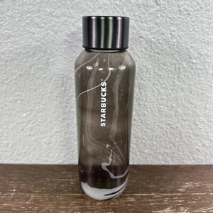 Starbucks 2022 Glass Black Gray Marble Wave Water Bottle 20oz Tumbler Rare - Picture 1 of 7