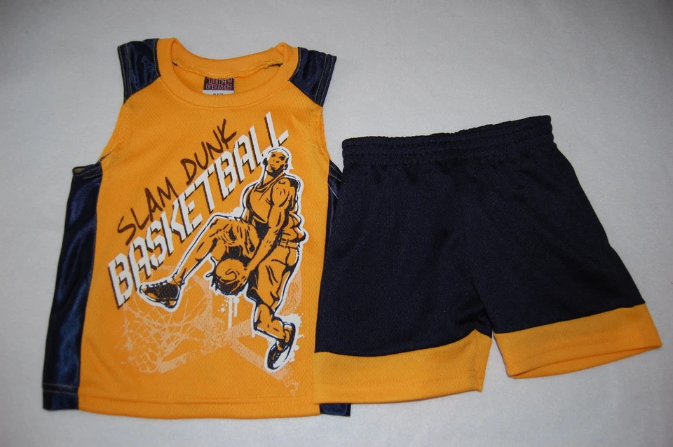 Conjunto de Pantalones Cortos SLAM Dunk basketball Dorado Azul Marino CAMISA MUSCULAR 12 Mo 18 Mo Foto 1 de 1