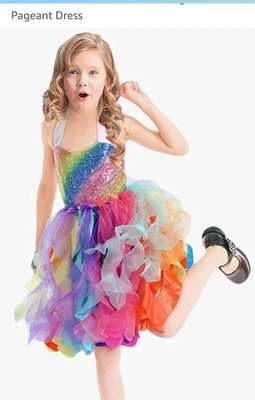 Niñas Vestido Arco Iris Fiesta de Cumpleaños Baile Disfraz Princesa Vestido Niños Ropa NUEVO Foto 1 de 4