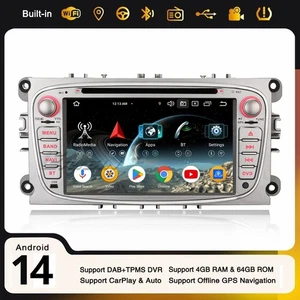 Android 14 Autoradio Ford Focus S/C-Max Mondeo Galaxy Navi CarPlay 64GB USB DAB+ - Bild 1 von 24