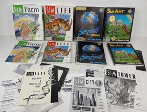 Vintage Sim Spiele Big Box und Handbücher (ohne Disks) Sammlung SimEarth SimLife - Bild 1 von 8