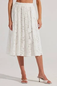 Astr Ceren Lace Midi Skirt White - Picture 1 of 11
