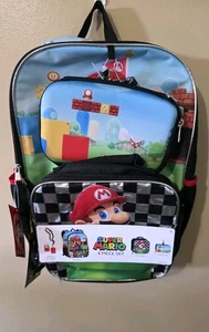 NINTENDO  SUPER MARIO, 17" Bookbag, Lunchbox, Gaget Bag & Lanyard. New!! - Picture 1 of 16