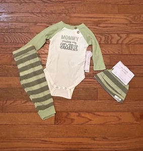 Tahari Baby Outfit 3pc. Gender natural Green Cream Size: 6/9 months New - Picture 1 of 3