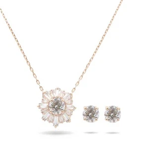 Swarovski Ladies Jewellery Set Sunshine Flower Rose Gold Necklace Stud Earrings - Picture 1 of 6