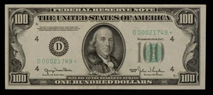 FR 2157-D* $100 1950 Federal Reserve Note US - Star Note - VF+/XF - Mule CA1444 - Picture 1 of 2