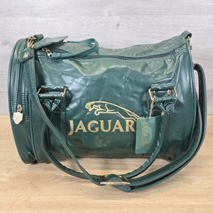 Vintage Jaguar Sports Holdall Bag Cars Racing Green Gold Logo Duffle Sports Gym - Picture 1 of 19