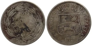 Venezuela - 2 1/2 Centavos 1877 - Kupfer-Nickel-Legierung, 4.96g, ø 22.7mm Y# 26 - Bild 1 von 1