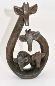 Charles Chinheya Shona Steinskulptur Simbabwe 4 Giraffen abstrakt 10 Zoll ~ Simbabwe - Bild 1 von 9