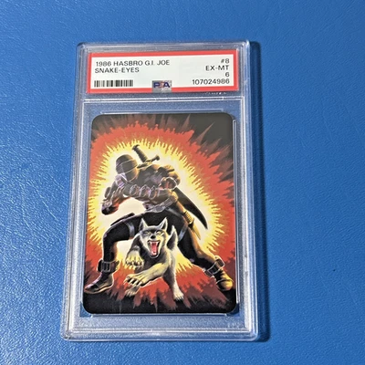 Vintage SNAKE EYES 1986 Hasbro Milton Bradley GI Joe Action Card #8 Graded PSA 6 - Image 1 of 4