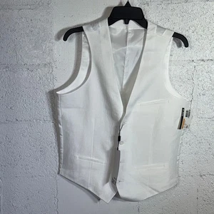 Bar III Hombre Slim-Fit Blanco 100% Lino Traje Chaleco Blanco Pequeño $115 - Imagen 1 de 8