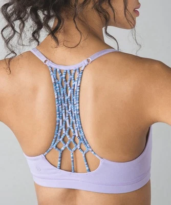 Sujetador deportivo Lululemon True Self Bra II talla 8 lila macramé espalda yoga Foto 1 de 4