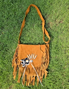 Boho Fransen Wildleder Leder Schultertasche - Western Style Vintage Crossbody Handtasche - Bild 1 von 10