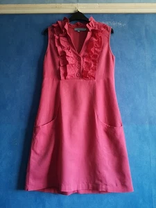 Joe Browns Coral Pink Linen Cotton Sleeveless Pockets Shift Dress Size 10 - Picture 1 of 13