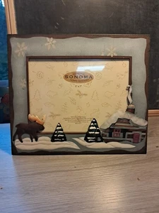 Picture Frame Rustic Winter Moose 9.5 X 8.5 For 5 X 7 Picture - Picture 1 of 4
