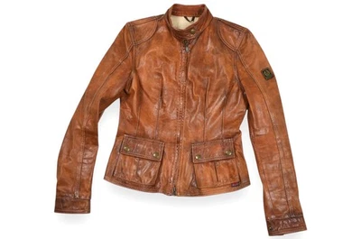 Chaqueta de cuero Belstaff etiqueta dorada NOOW corta para mujer Italia talla 42 Foto 1 de 4