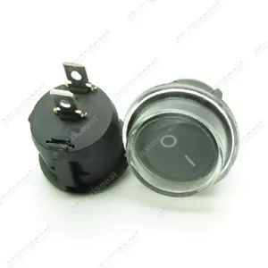 5x Round Black 2 Pin SPST ON-OFF Rocker Switch 12V Snap in + Waterproof Coat Cap - Picture 1 of 8