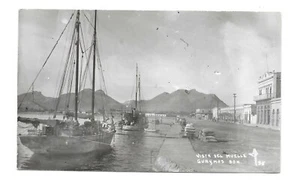 Vintage Postcard MEXICO GUAYMAS Vista del Muelle harbor sail boats RPPC - Picture 1 of 2