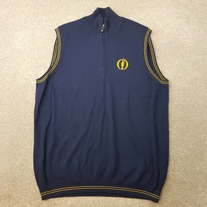 Hugo Boss The Open Mens 1/4 Zip Jumper XL Blue Golf Sweater Vest ESP-BO Pullover - Picture 1 of 13