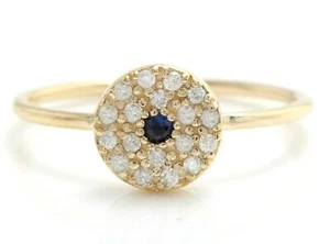 0.25 Carat Natural Blue Sapphire and Diamond in 14K Solid Yellow Gold Ring - Picture 1 of 7