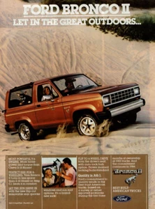 1983 Vintage Print Ad Ford Bronco II 2 Red American Trucks Desert Couple Dog - Picture 1 of 2