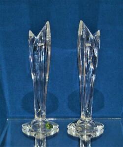 New Tag MARQUIS WATERFORD Crystal Sculptured PALMA 10"h Set of 2 Candleholders