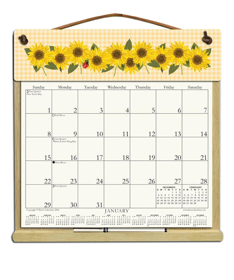SUNFLOWERS CALENDAR HOLDER - REFILLABLE EVERY YEAR! - Image 1 of 1