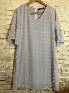 Fashion Dress Womens Medium Pale Purple Textured Dots Bell Sleeve Dainty Flowy - Picture 1 of 16